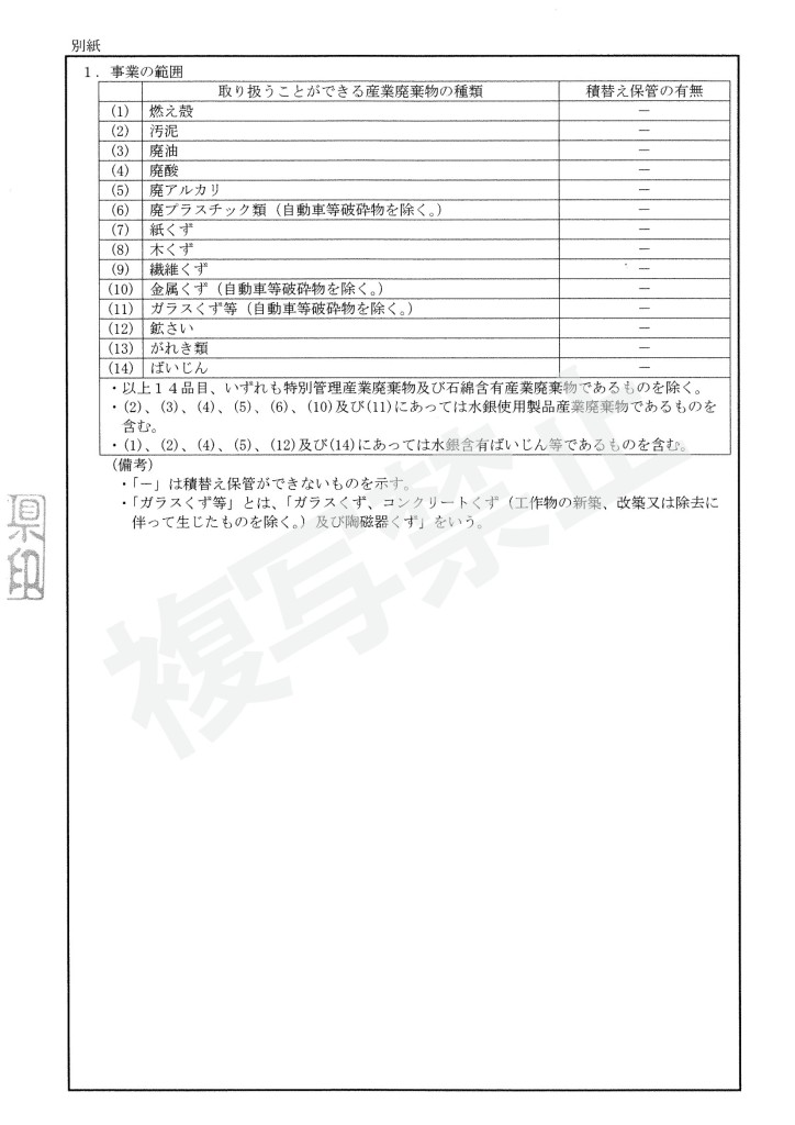 鳥取県収運業許可証②